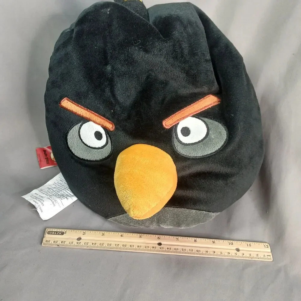 Angry Birds BOMB Black Bird Plush Soft Stuffed Micro Bean Bag Pillow 14